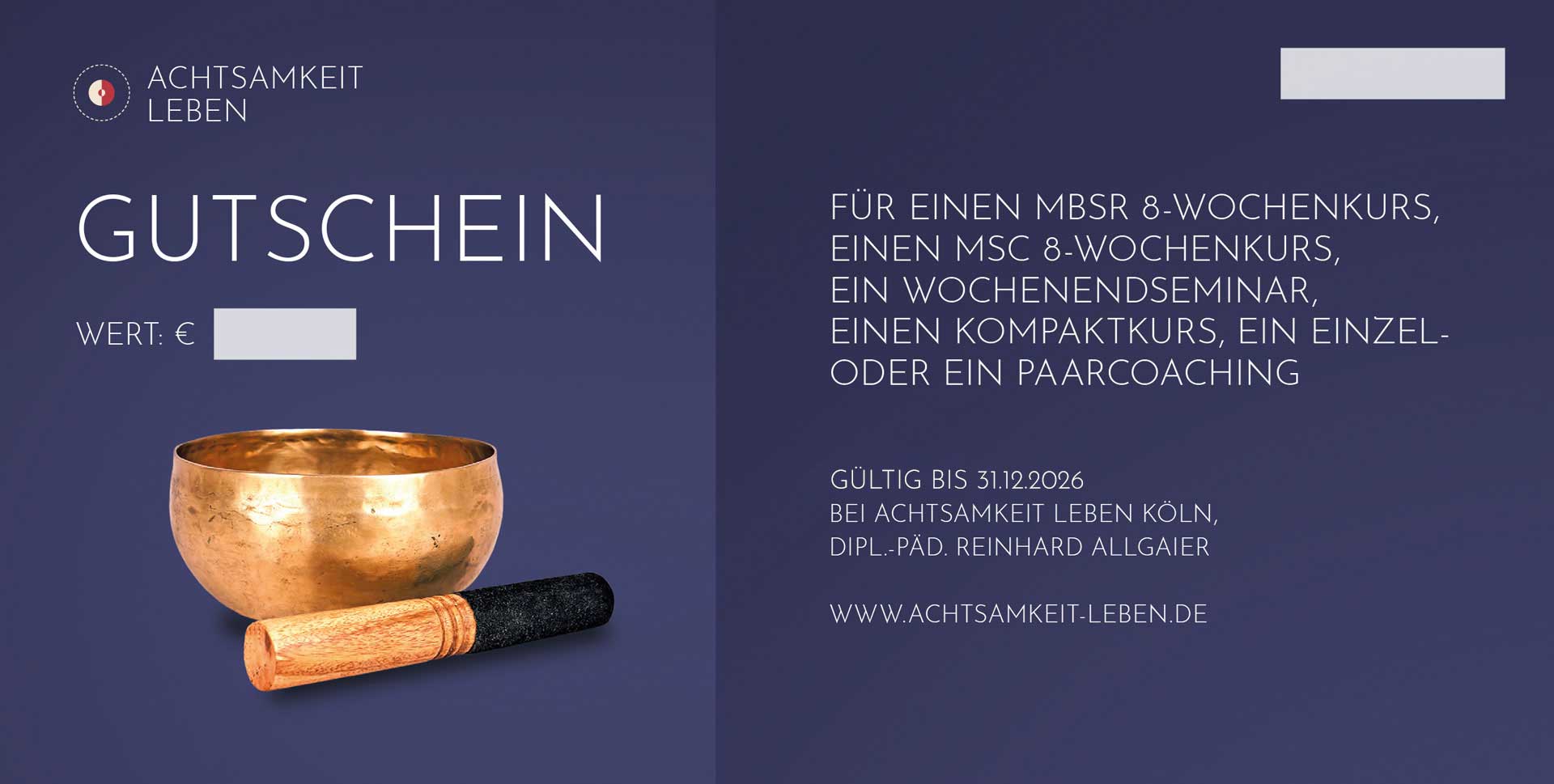 Der Achtsamkeit Leben Gutschein